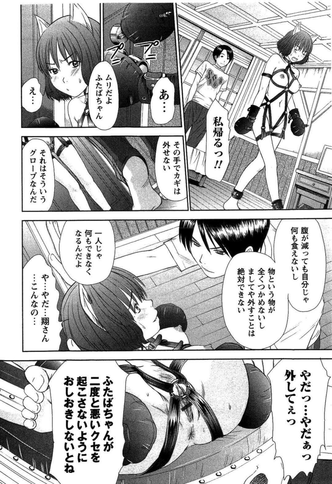 【エロ漫画】【エロ漫画】エロ下着を来て姉の変態な彼を誘惑しちゃう淫乱な妹…猫耳を被せ椅子に拘束されながら2穴にバイブを突っ込まれたまま放置されアヘ顔になっちゃう【さのたかよし：人類ネコ化】